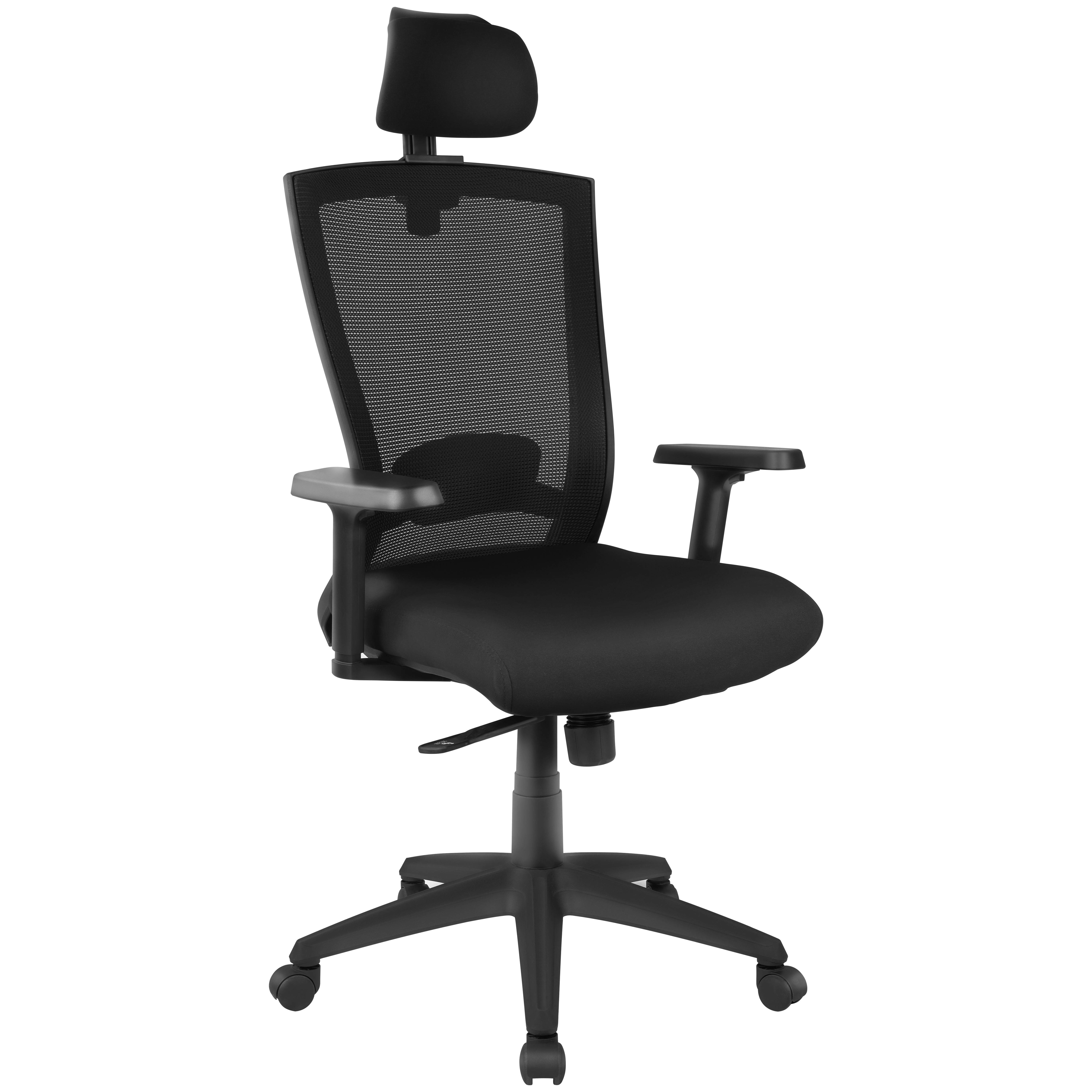 Mesh Ergonomic Office Desk Chair with Headrest, Swivel Computer Gaming Chair Reclined and Lockable Comfortable High-Back Executive Chair with Adjustable Arms, and Lumbar Support, Black