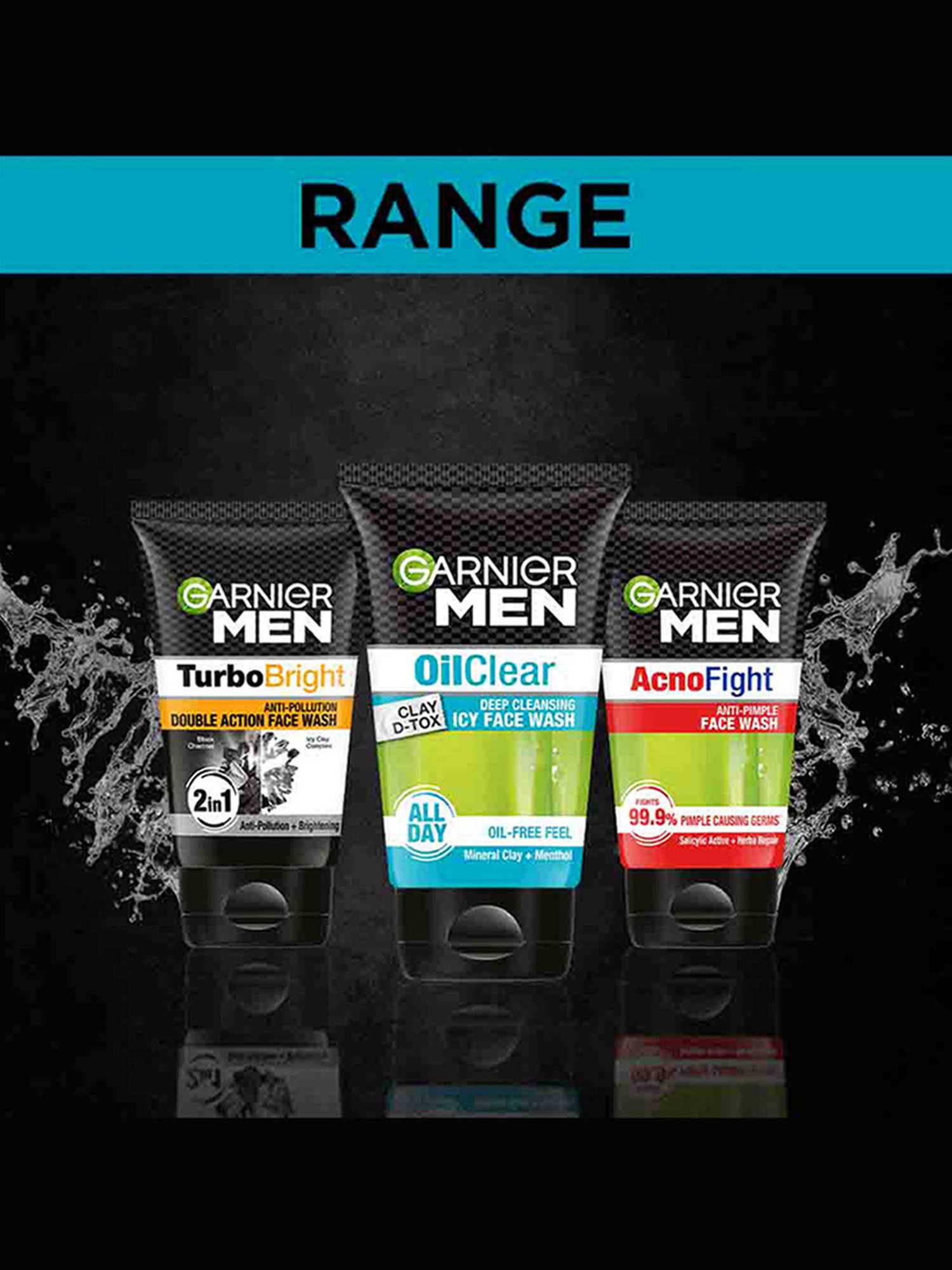 Garnier Men Oil Clear Clay D-Tox Deep Cleansing Icy Face Wash for Oily Skin - 150 gm