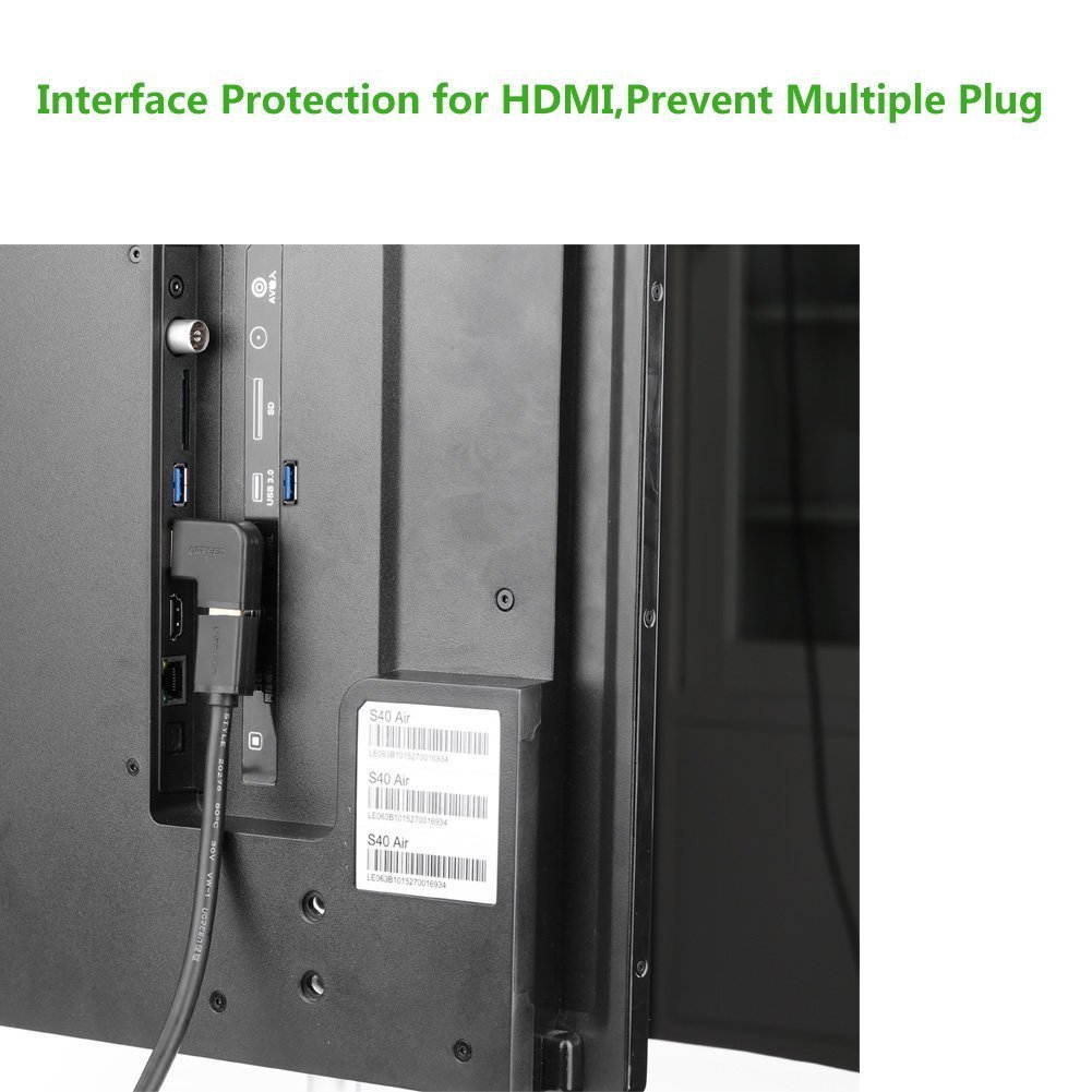 Ugreen HDMI 90 Degree Right Angle Adapter, Gold Plated High Speed HDMI Male to Female Connector Adapter 20109