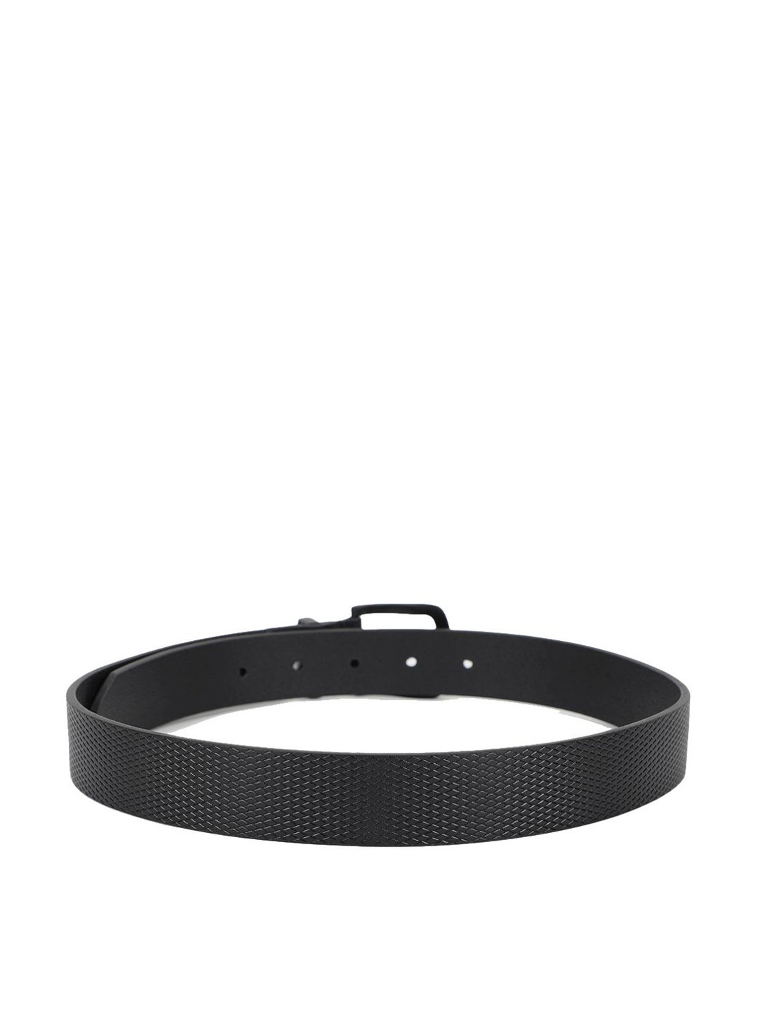 Antony Morato Black Leather Textured Waist Belt