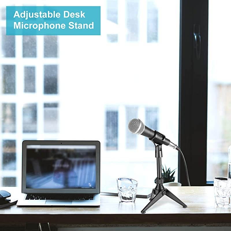 Foldable Iron Mini Desktop Microphone Tripod Stand Adjustable Height 49 75 inches125 19 centimeters for Lectures Podcasts Online Chat Meeting Screencasts and More NW050