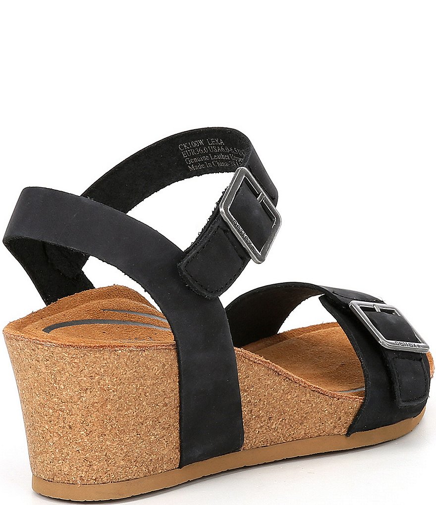 Aetrex Lexa Leather Wedge Sandals