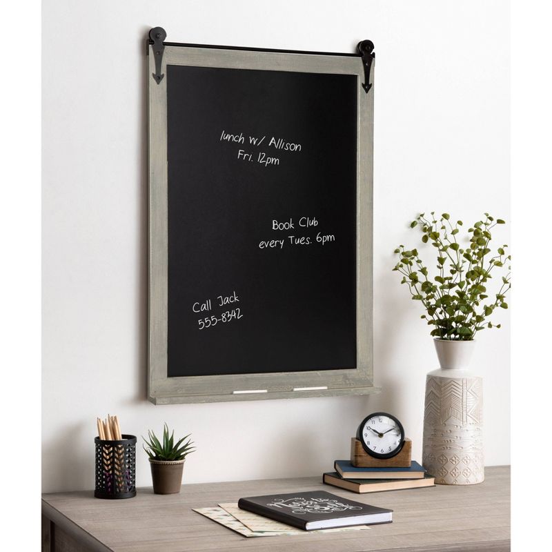 22" x 32" Cates Barn Door Wood Framed Chalkboard Rustic Brown - Kate and Laurel