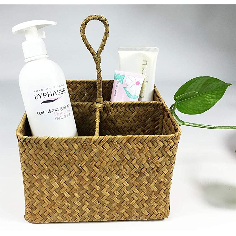 Rectangur Woven Seagrass Storage Basket and Home Organizer BinsNatural Water Hyacinth Basket Brown