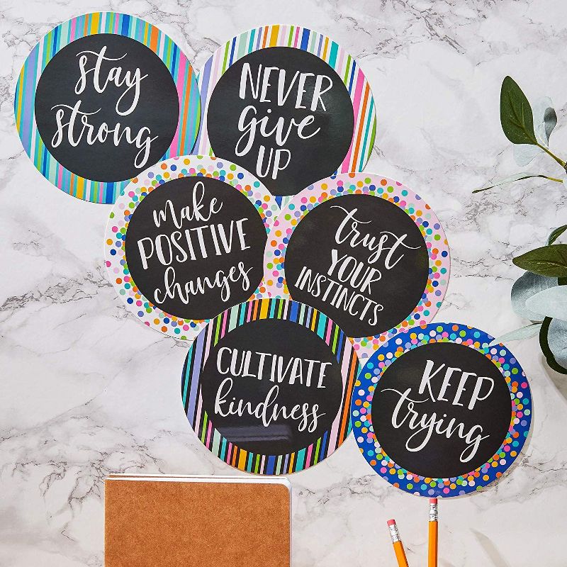 Paper Junkie 48 Count Positive Sayings Cutouts, Bulletin Board Decorations, Classroom Decorations 12 Designs