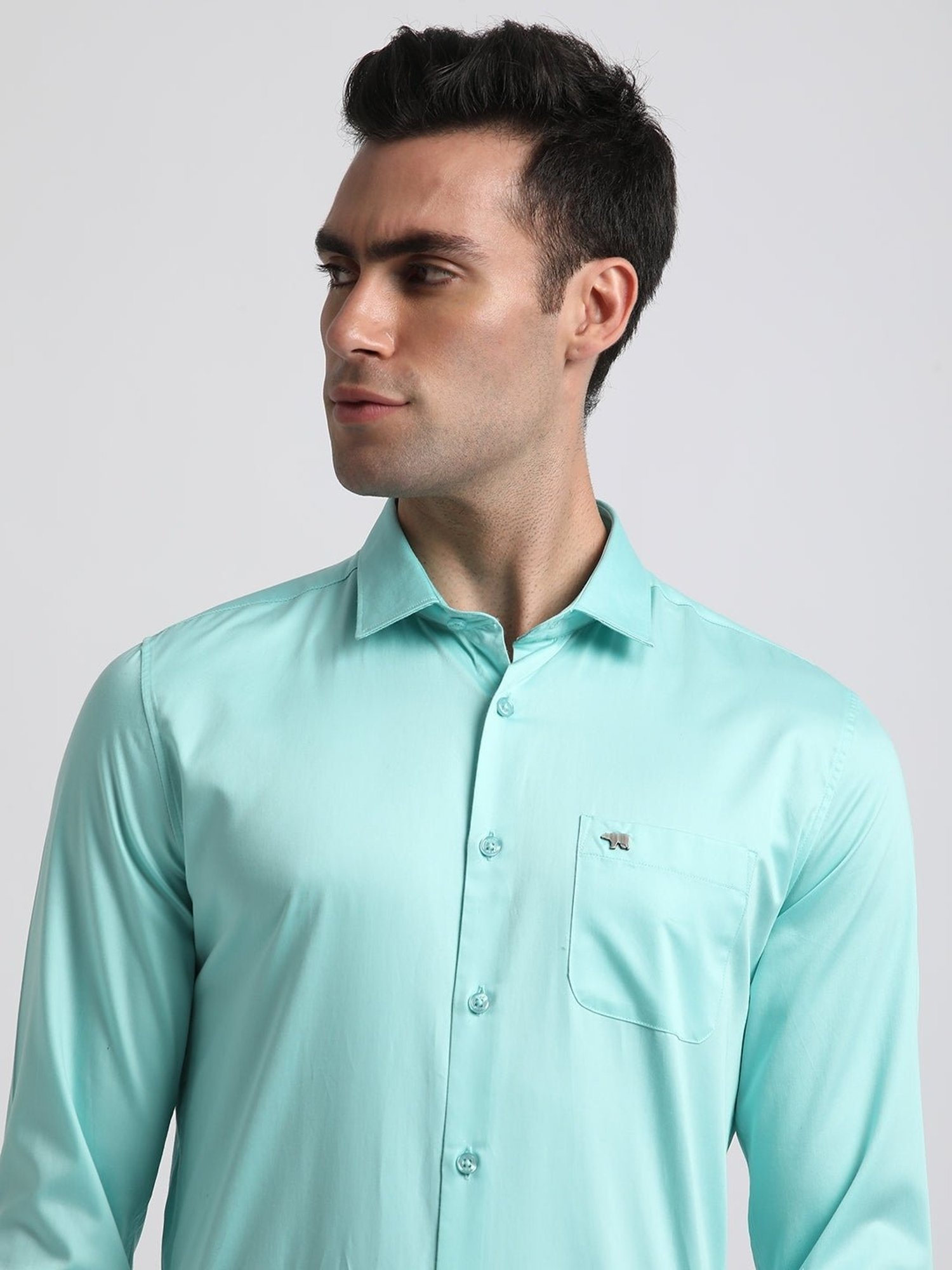 The Bear House Blue Cotton Slim Fit Shirt