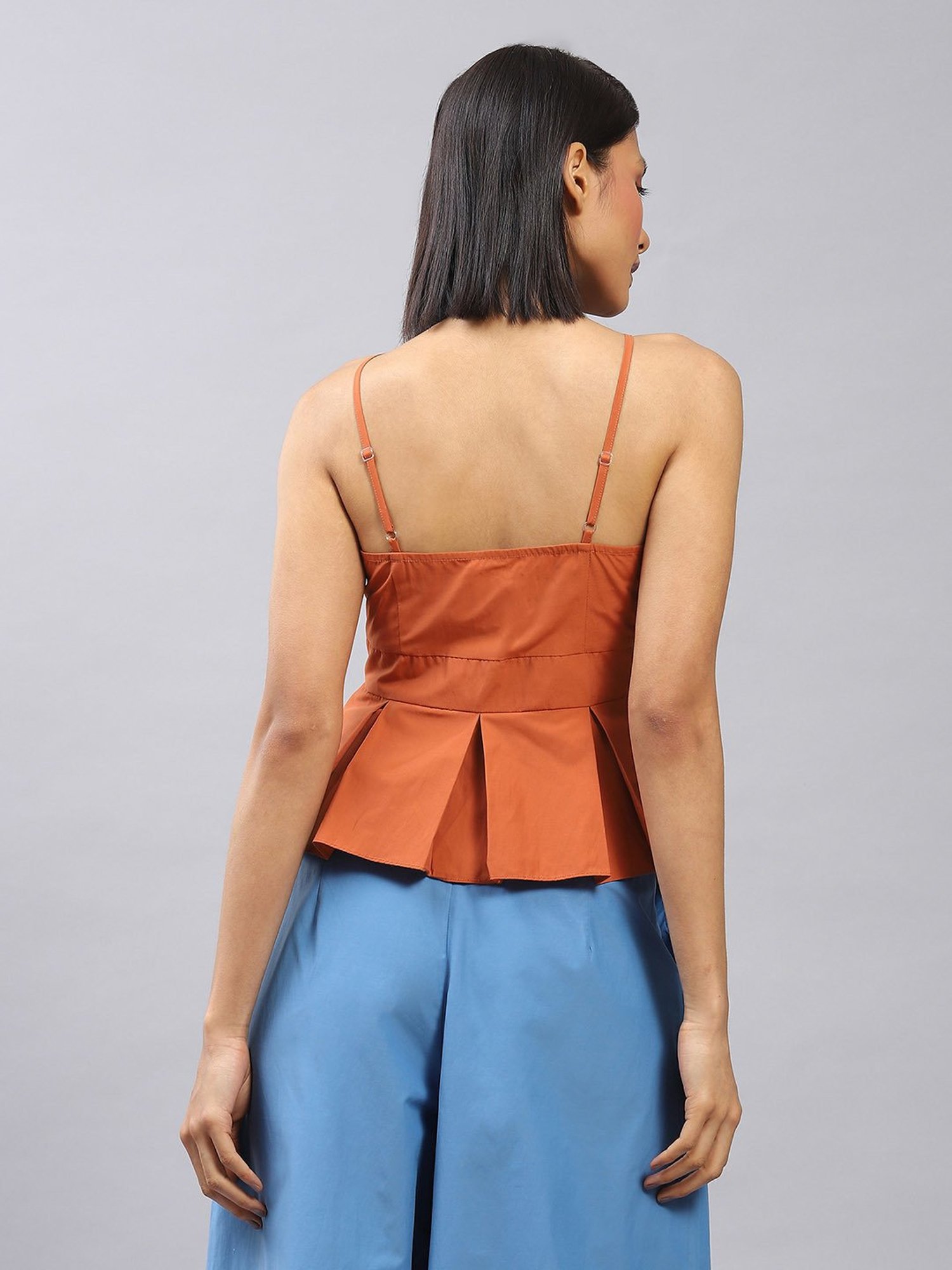 Label Ritu Kumar Brown Peplum Top