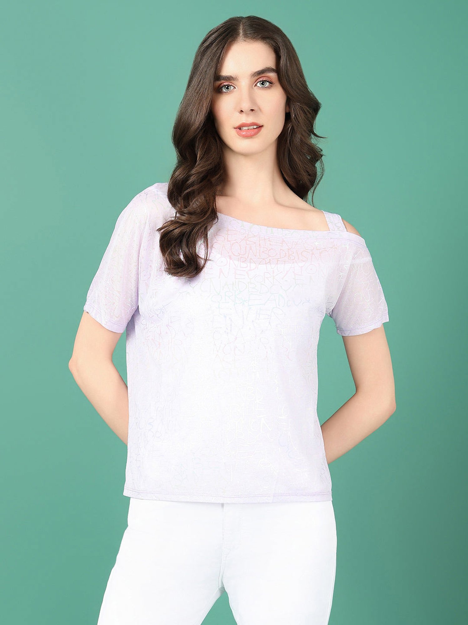 SHOWOFF Lavender Printed Top