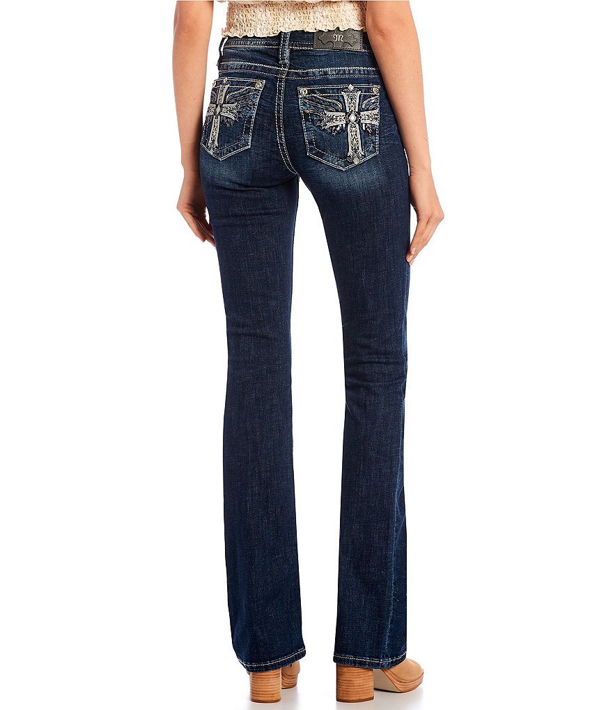 Miss Me Mid-Rise Wing In Cross Bootcut Jeans