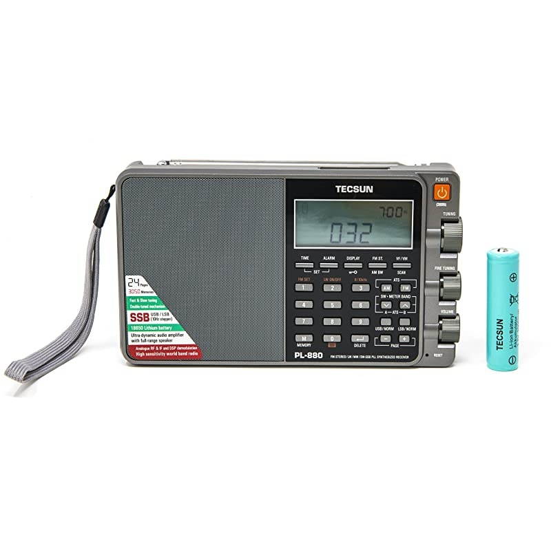 PL880 Portable Digital PLL Dual Conversion AMFM Longwave amp Shortwave Radio with SSB Single Side Band Reception Color Silver