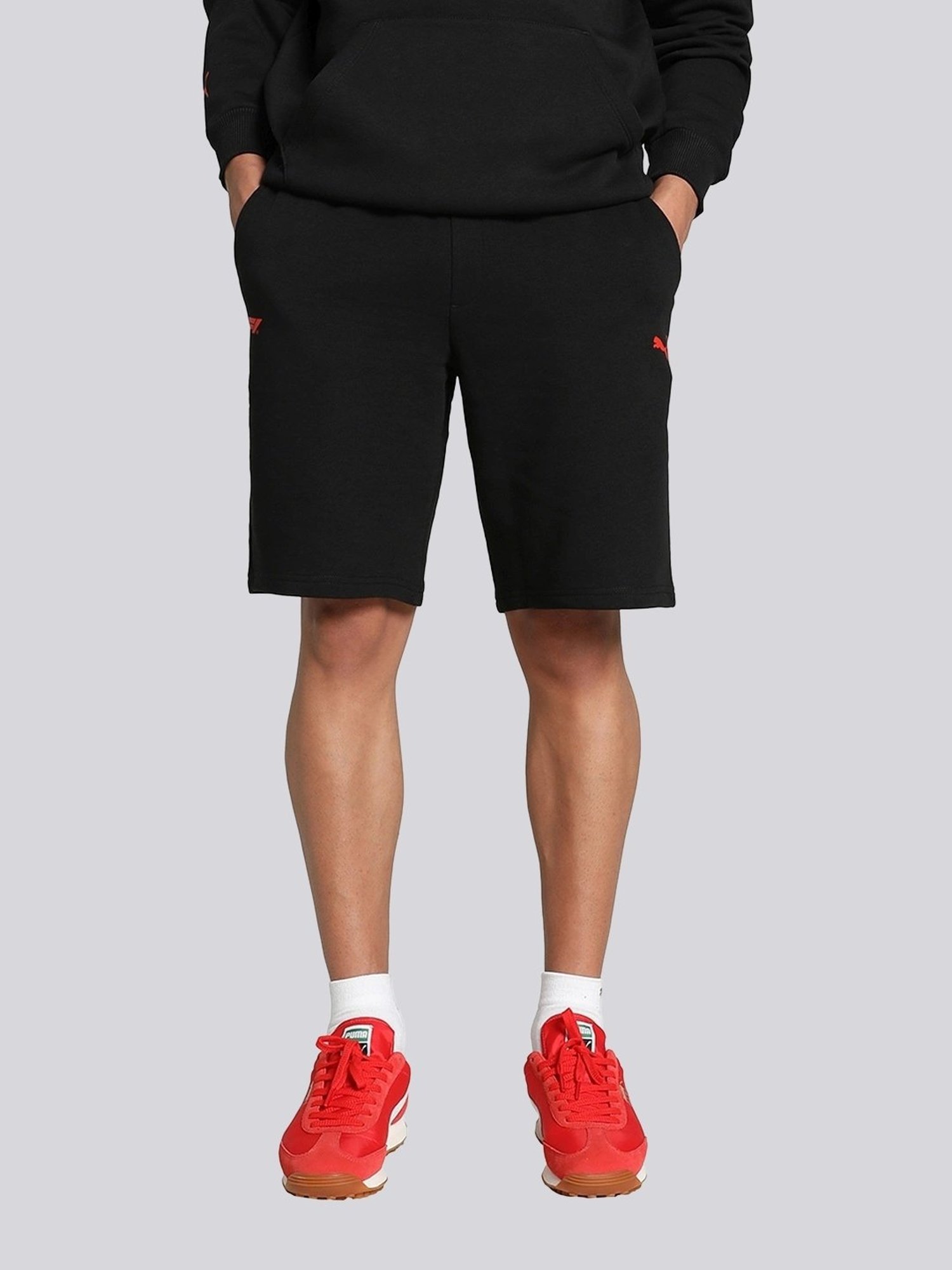 Puma Essentials Black Cotton Regular Fit Sports Shorts