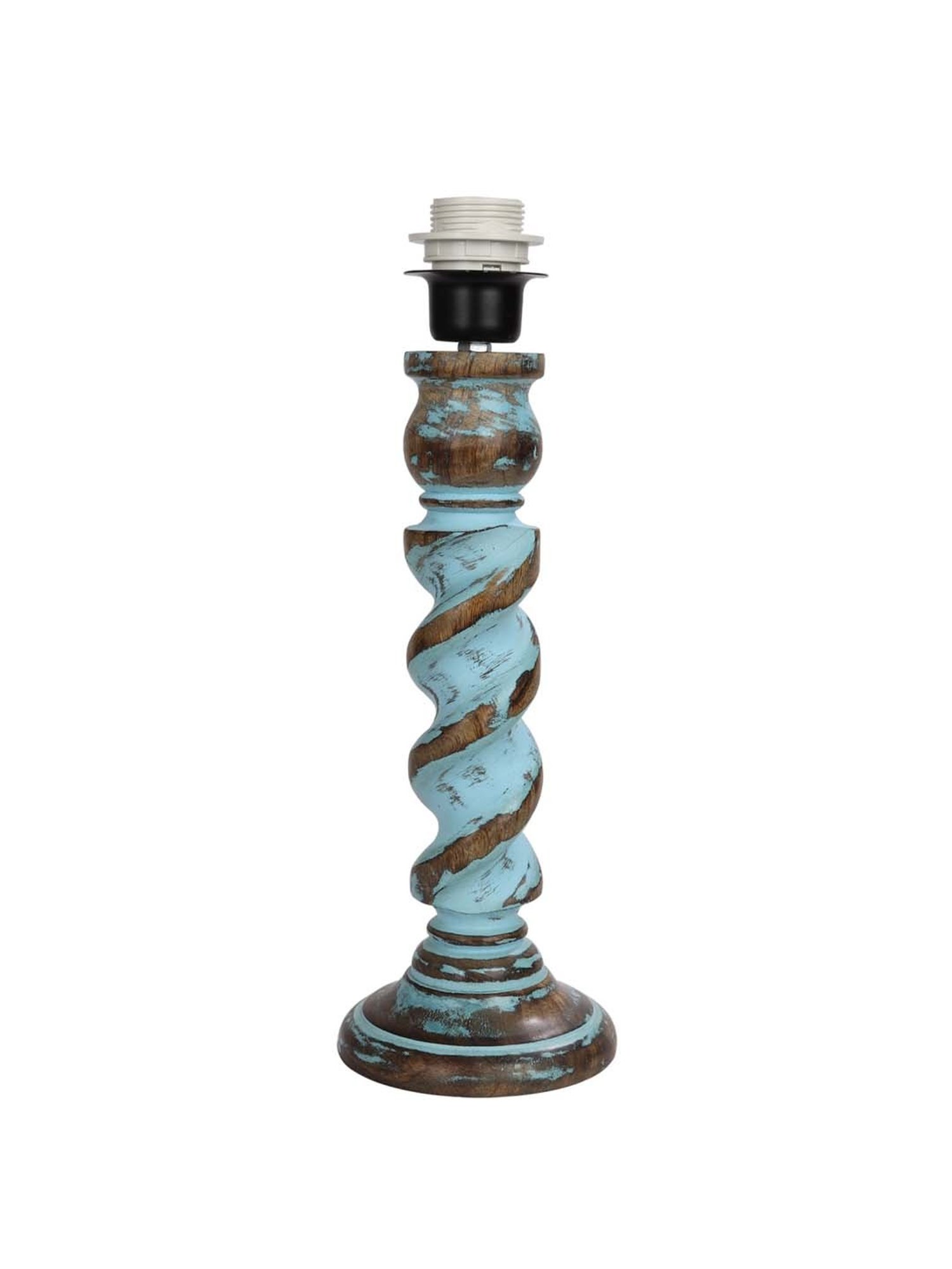 Homesake 'Signature Rustic Rope Distress' Beige & Turquoise Wood Table Lamp with Shade - Set of 1