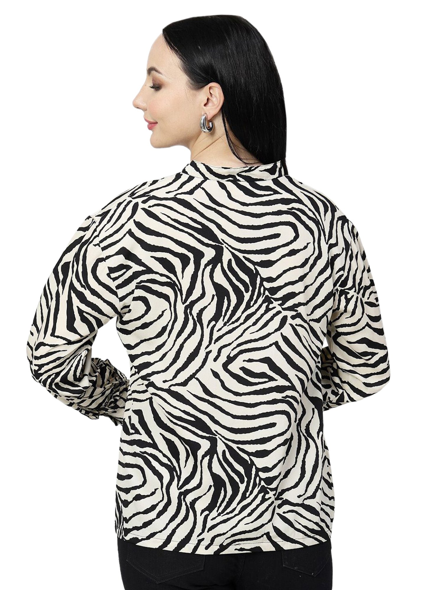 Melon by PlusS Beige & Black Printed Top