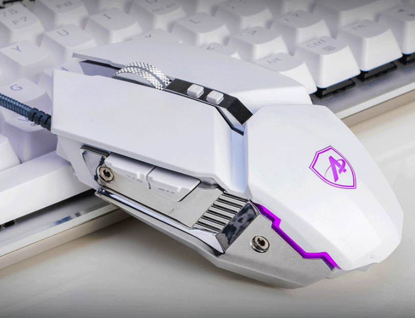 Ajazz AJ110S Ergonomic Design, Cool Exterior USB Wired 3200DPI Gaming Mouse, 4-color Breathing Light, Support PC and Laptop-Black