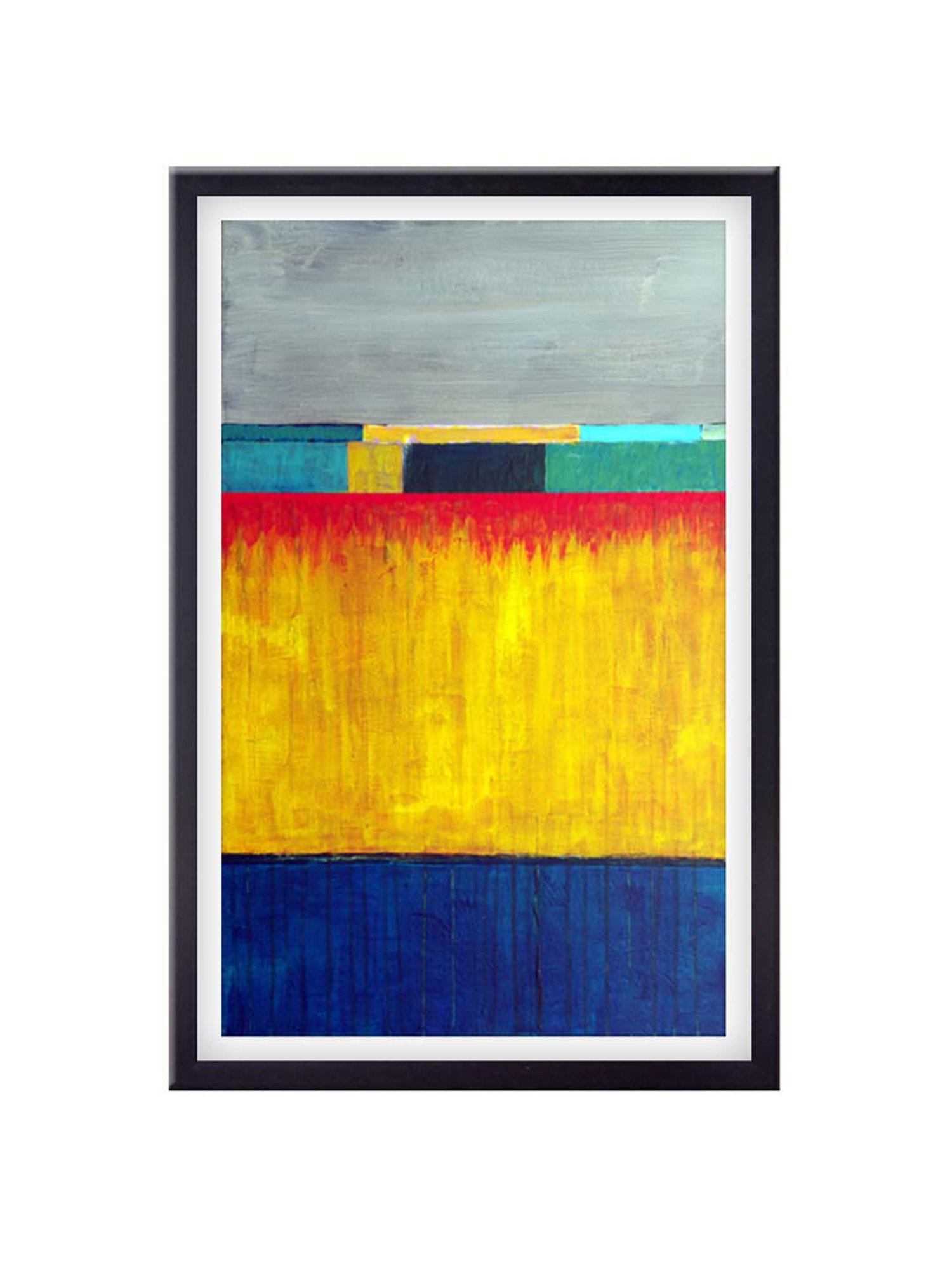 999store Yellow & Blue Abstract Printed Canvas Painting