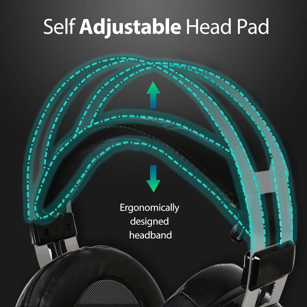 Redragon H301 SIREN2 7.1 Channel Surround Stereo Gaming Headset Over Ear Headphones with Mic Individual Vibration Noise Canceling LED Light