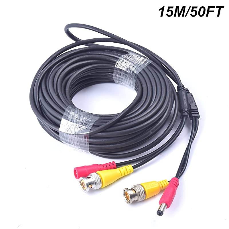 50 Feet  AllinOne BNC Video Power DC Extension Cable for CCTV Security Camera Home Surveillance ClosedCircuit TV System