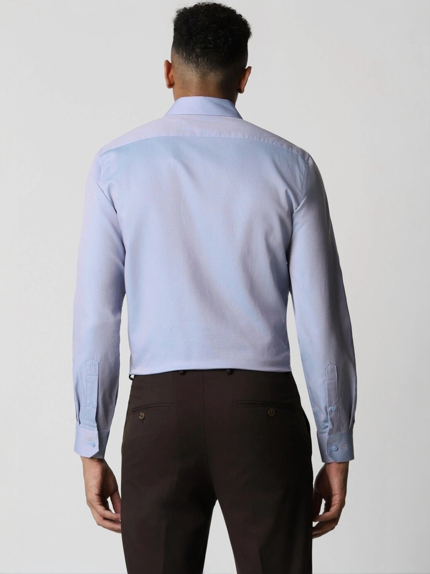 Sojanya Blue Cotton Regular Fit Self Pattern Shirt