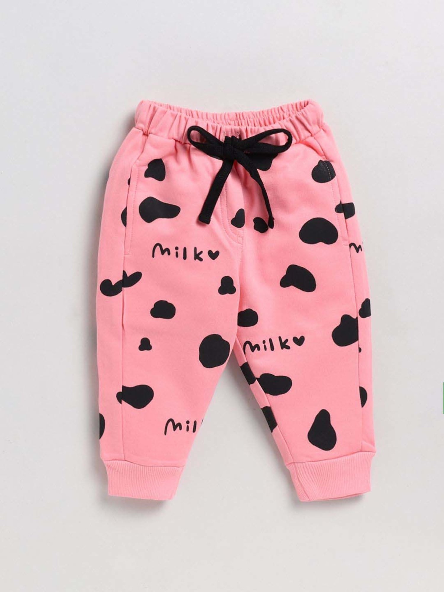 Clt.s Kids Pink & Black Cotton Printed Full Sleeves Sweatshirt Set