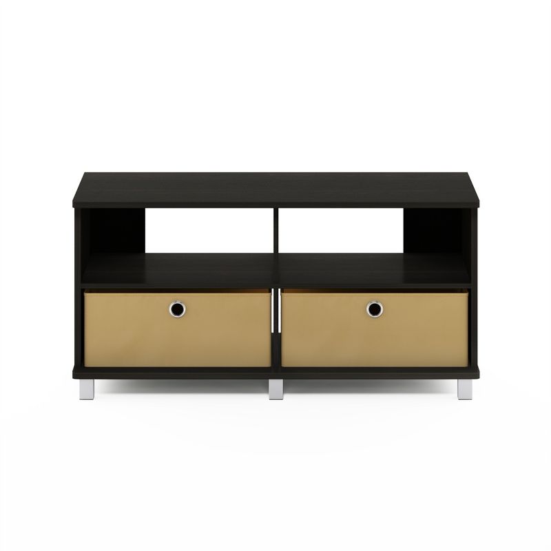 Furinno Home Living 38 Inch Wide 2 Shelf Entertainment Center TV Stand with 2 Non-Woven Drawers for TVs Up to 43 Inches Wide, Espresso Brown