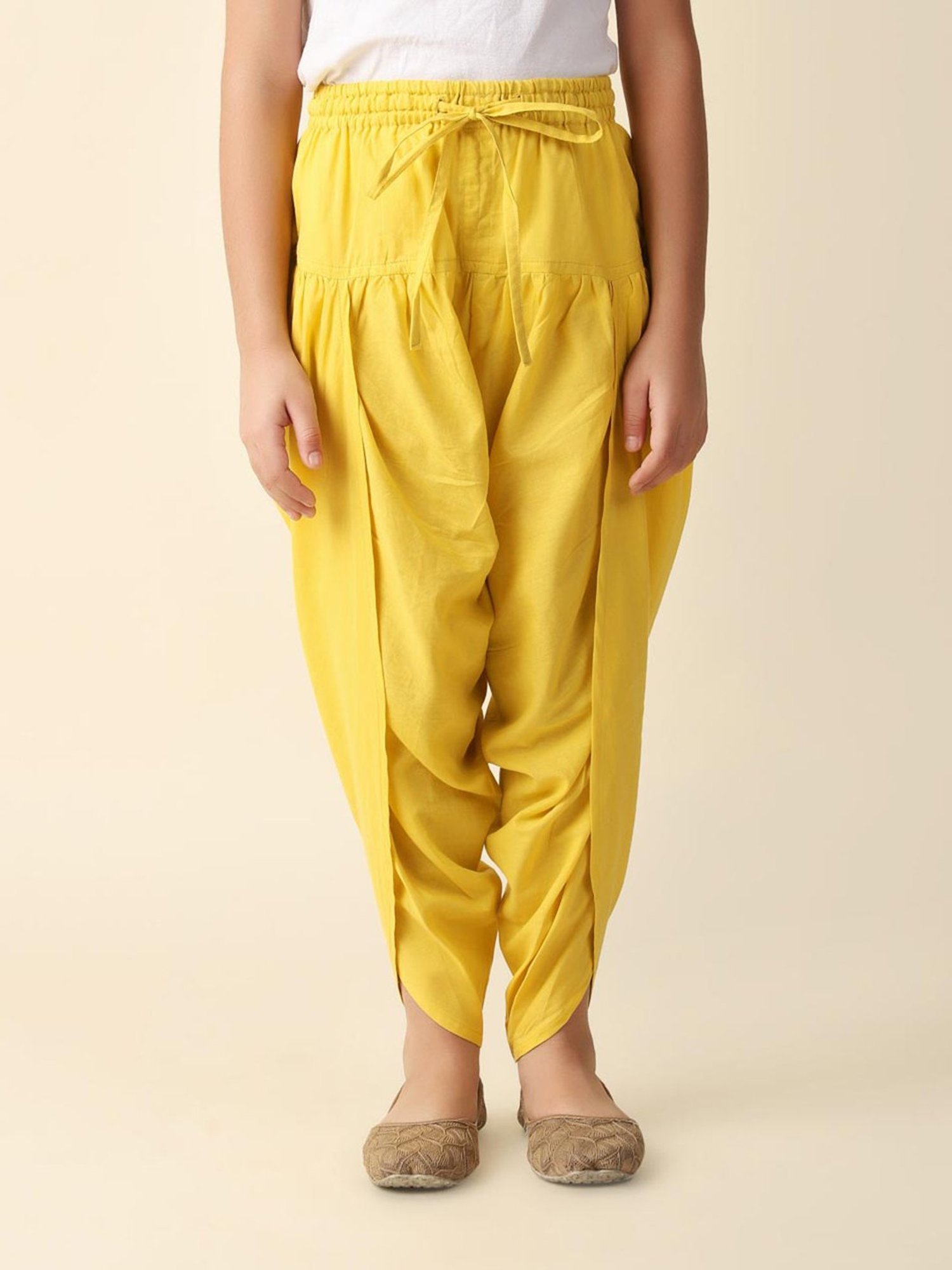 Fabindia Kids Red & Yellow Printed Kurta, Salwar with Dupatta