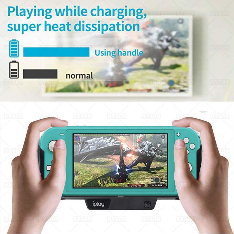 6000mAh Battery Charger Case for Nintendo Switch/Switch Lite, Portable Charger Shell Protective Case Stretchable Grip, Double Cooling Fans, Quick Charging Cooling Controller with Kickstand (Black)