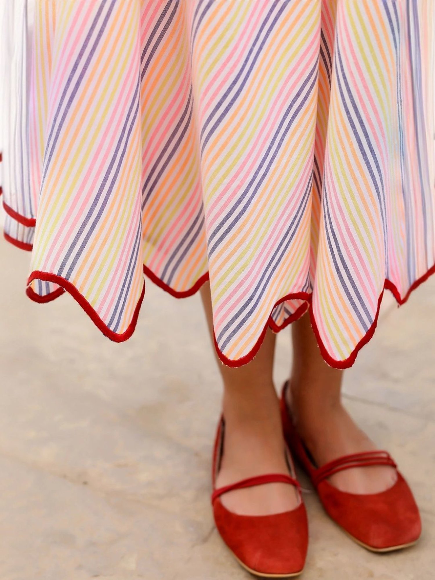 Gulaal Multicolored Stripe One Shoulder Top With A-line Skirt