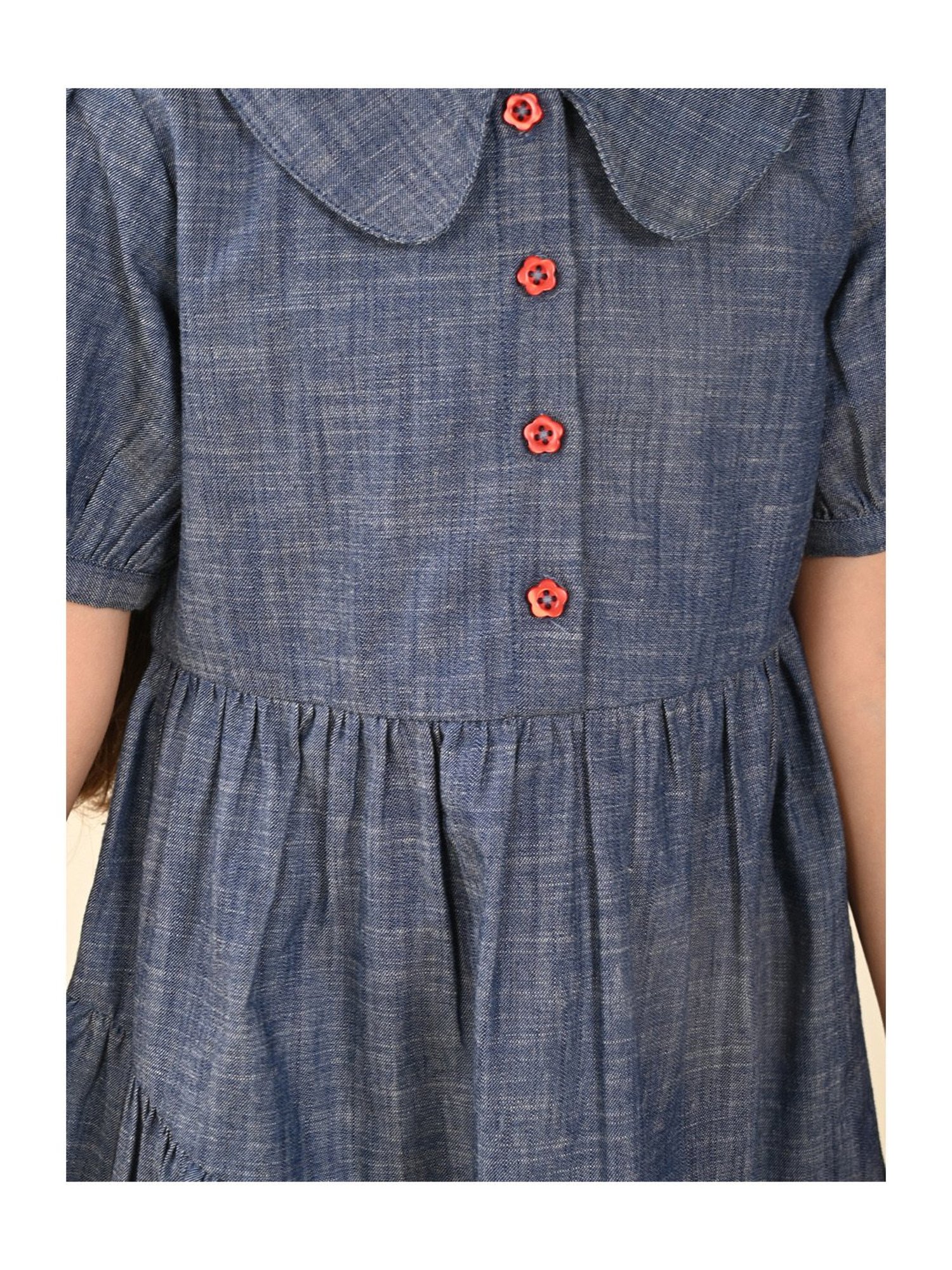 LilPicks Kids Blue Solid Dress