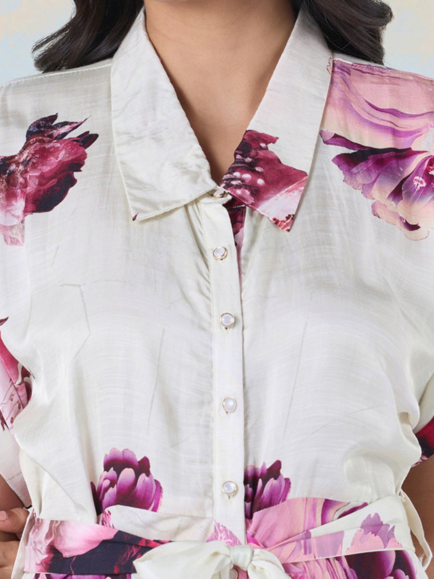 navyasa by liva Pink & White Floral Print Ethnic Dress