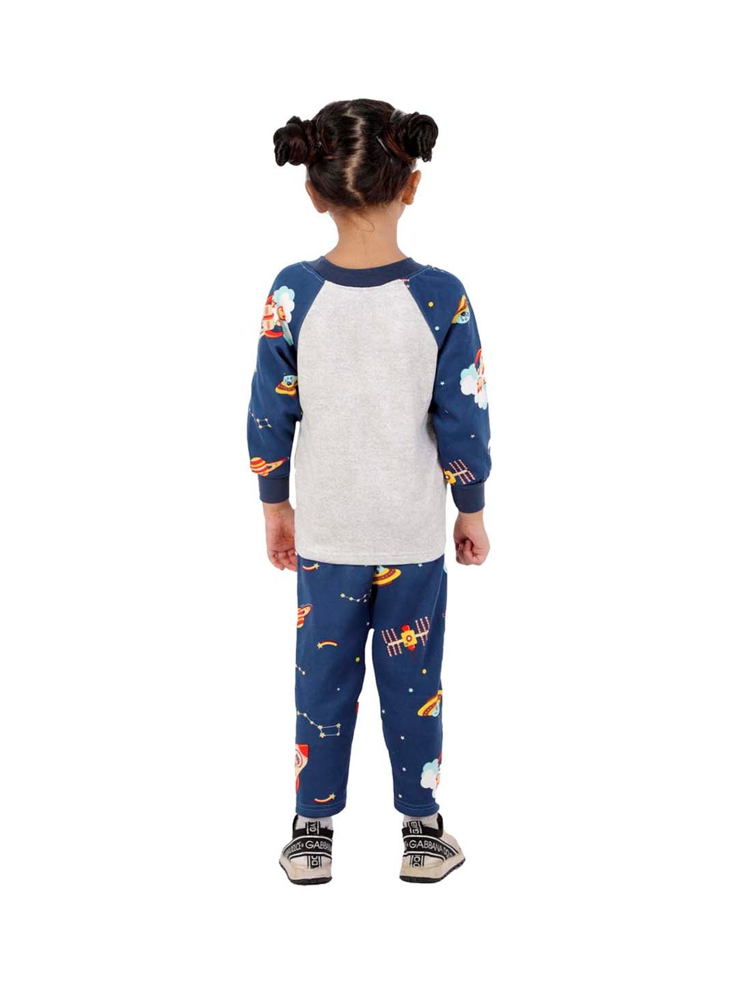 Ahhaaaa Kids Navy & Grey Printed Sweatshirt with Pants