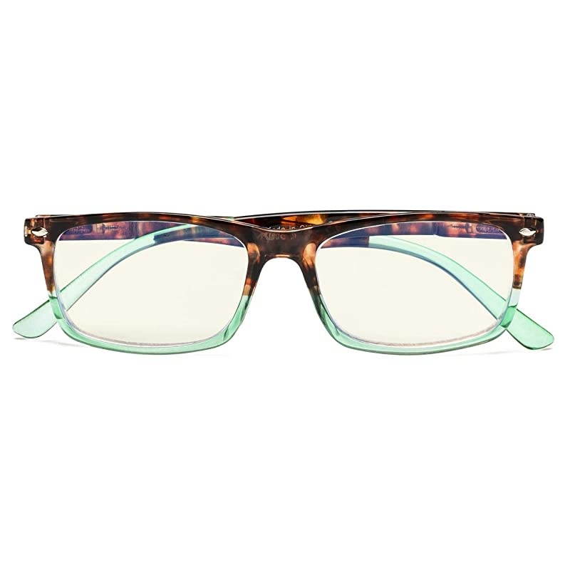 Computer Reading Glasses Blue Light Filter Reader Eyeglasses Blue Glare Blocking Men Women TortoiseGreen