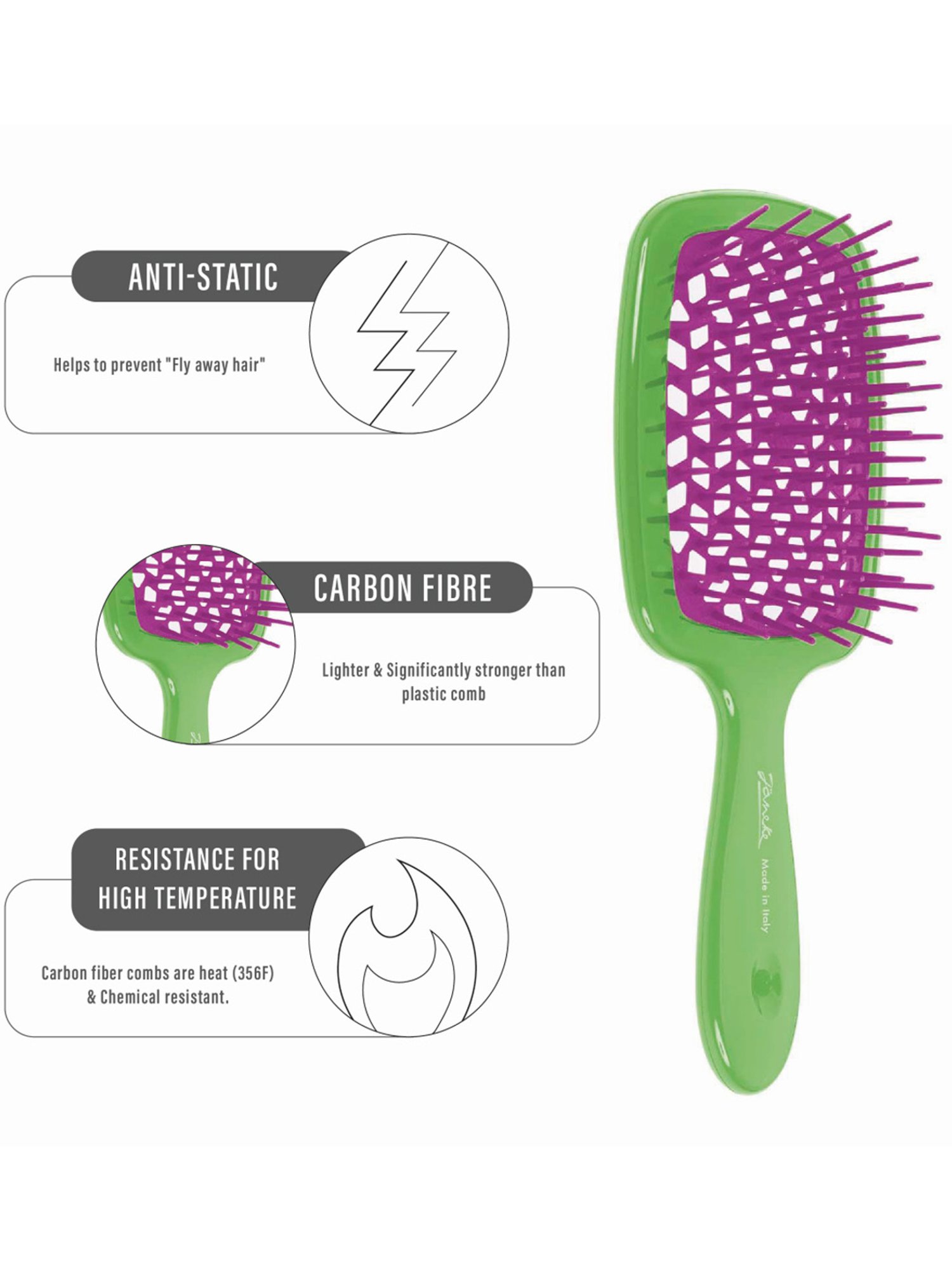 Janeke 1830 Professional Green & Purple Two-Color Super Brush