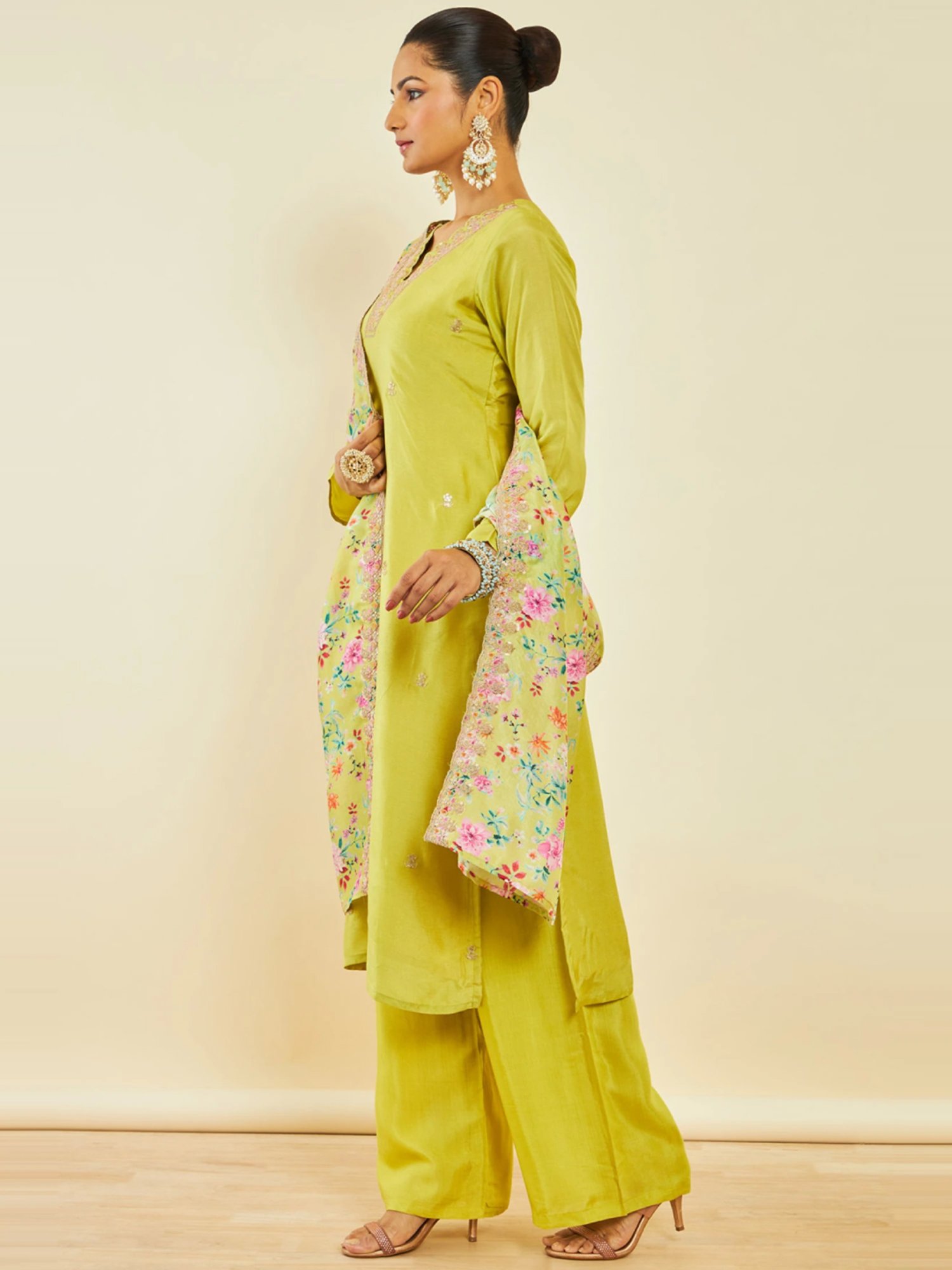 Soch Green Embroidered Unstitched Dress Material