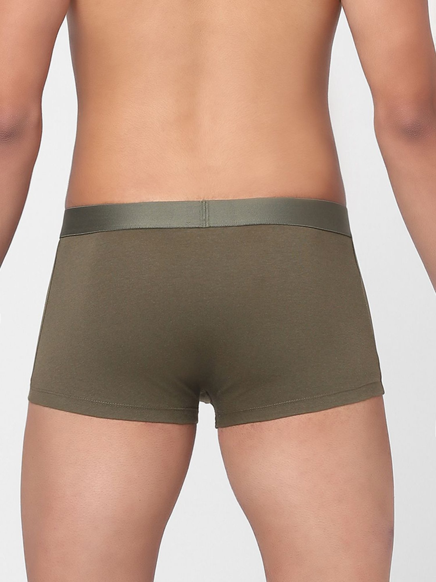 Jack & Jones Grey & Olive Regular Fit Trunks- Pack Of 2