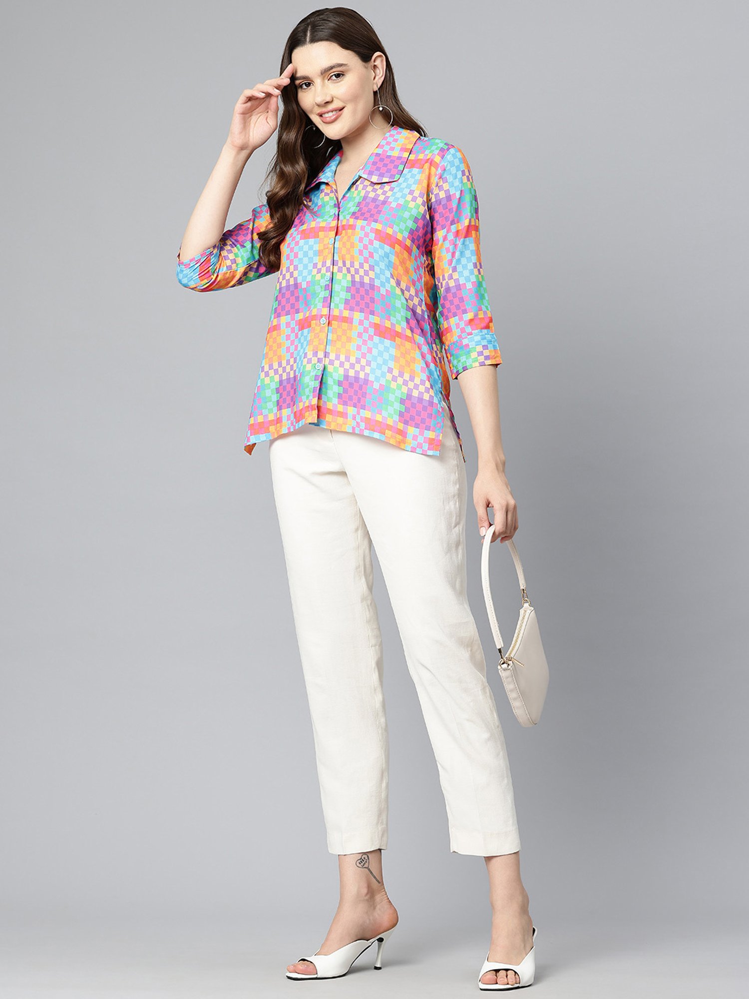One Femme Multicolor Check Shirt