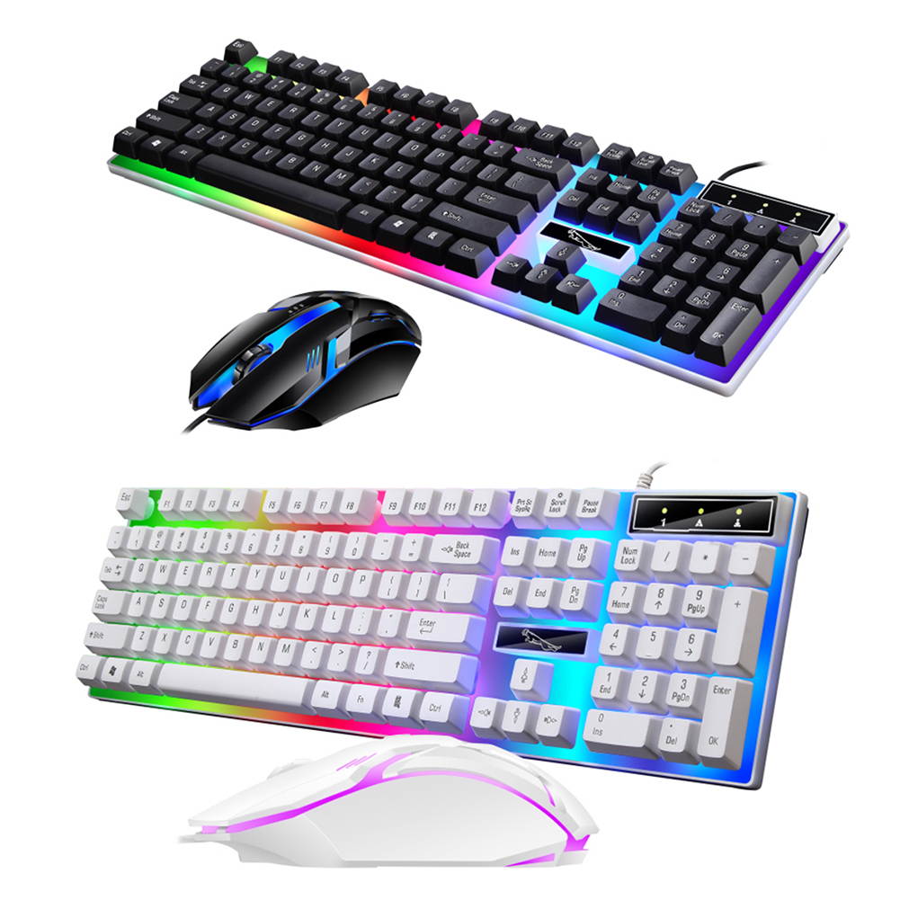 Brightup Wired Gaming Keyboard and Mouse Combo, Led Rainbow Backlit Keyboard Quiet Metal Keyboard & Gaming Mouse for PS5/PS4/Xbox/Pc Gamer/Computer/Laptop