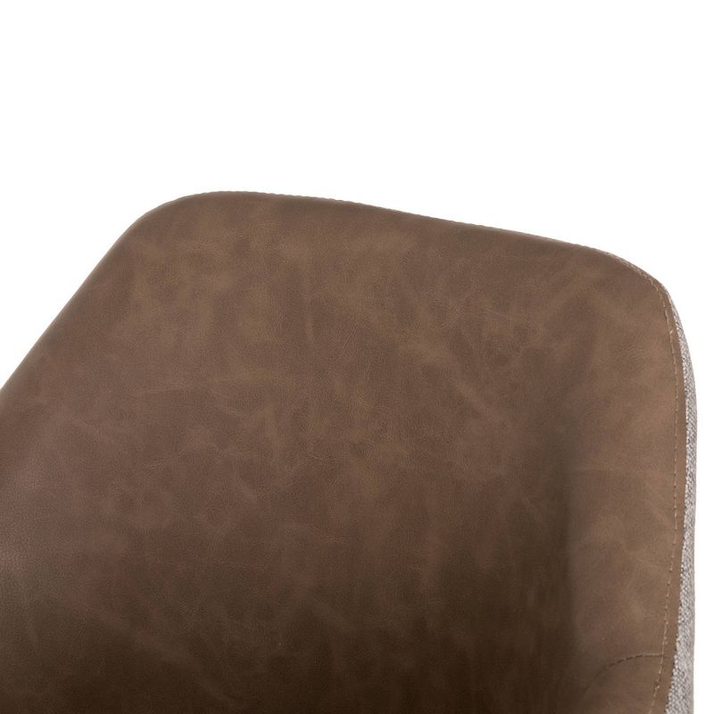 Set of 2 Mixing Leatherette Gray Fabric Barstools Dark Brown - Glitzhome