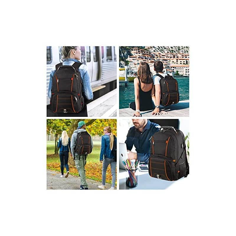 Backpacks for Men Extra Large College School Laptop Bookbags with USB Charging PortRFID TSA Friendly Water Resistant Business Computer Bag with Luggage Sleeve Fit 173 Inch Laptop 45LOrange