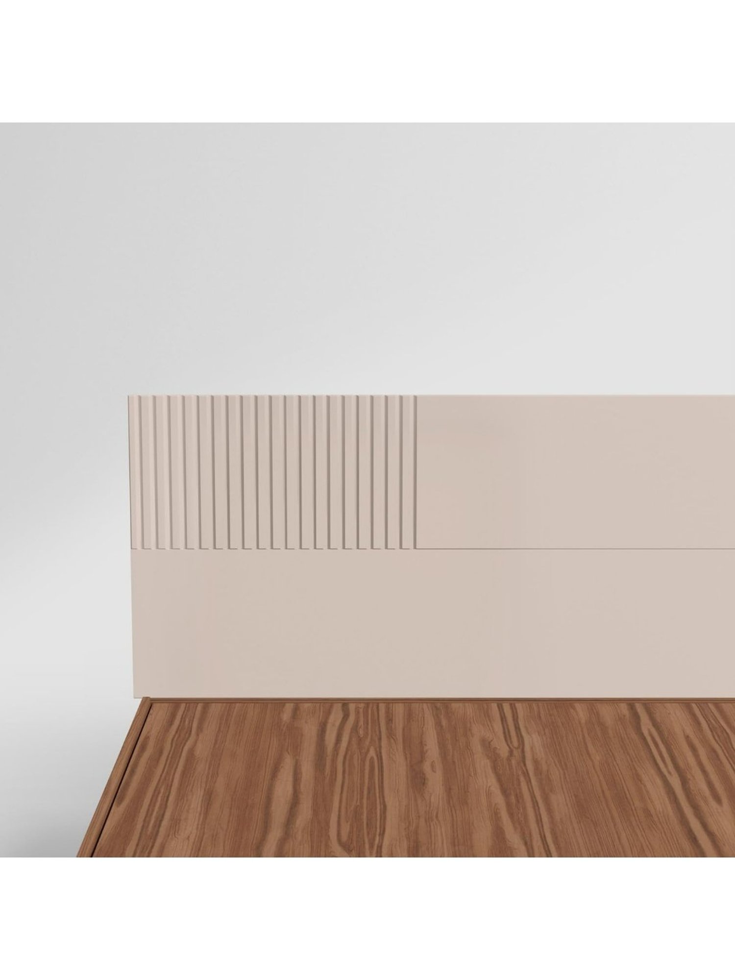 Godrej Interio Flutes Morf Cream Engineered Wood King Size Bed without Storage