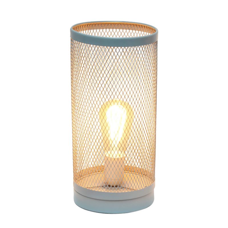 Mesh Cylindrical Steel Table Lamp Gray - Simple Designs