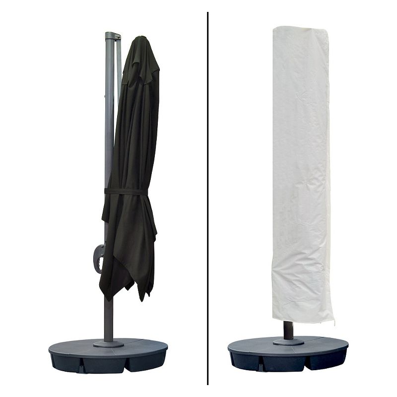 Island Umbrella Santorini II 10' Square Cantilever Umbrella in Black Sunbrella