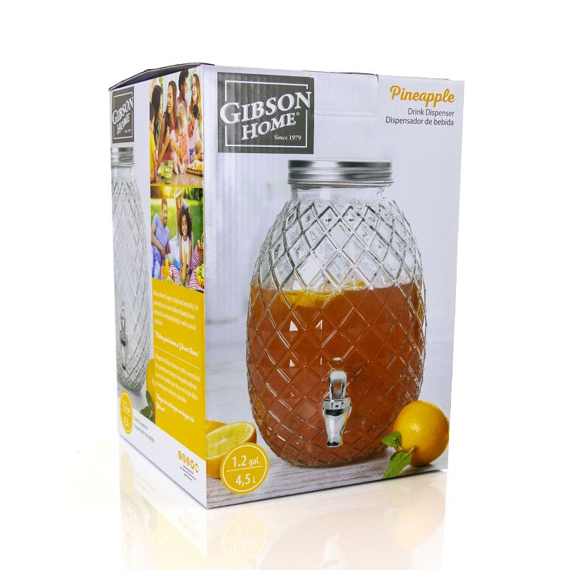 Gibson Home 1.2 Gallon Pineapple Clear Glass Beverage Dispenser