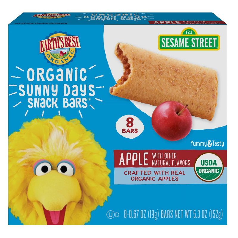 Earth's Best Organic Sunny Day Toddler Snack Bars with Cereal Crust Made with Real Apples - 8ct
