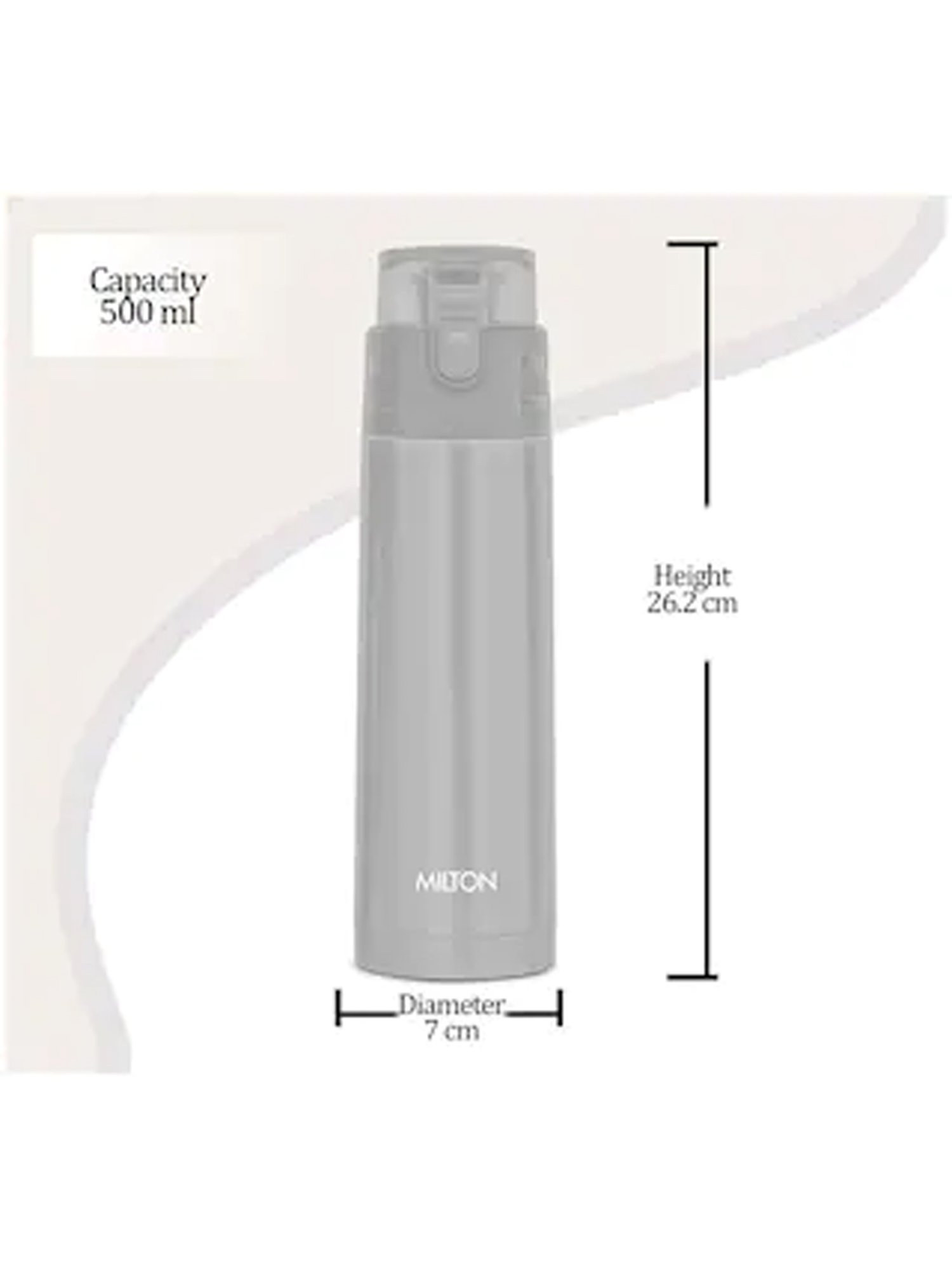 Milton Silver Thermosteel Hot & Cold Vacuum Insulated Water Bottle - 500 ml