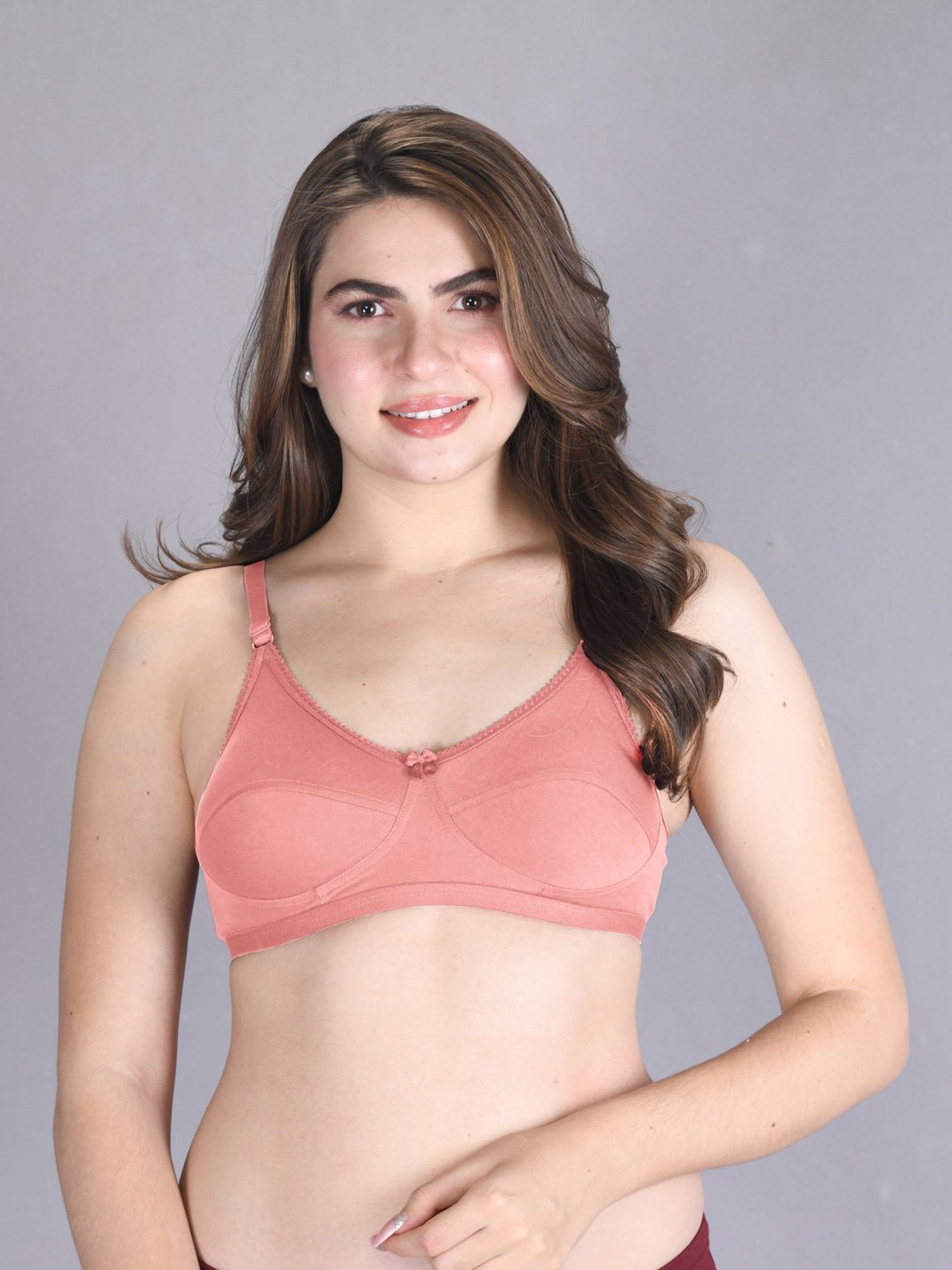 Lux Venus Peach Full Coverage Non-Wired Bra With Adjustable Strap