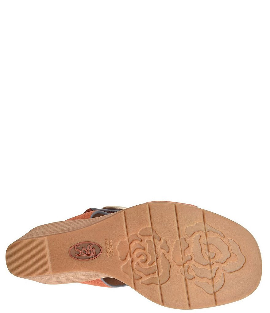 Sofft Greyston Suede Adjustable Buckle Wedge Sandals