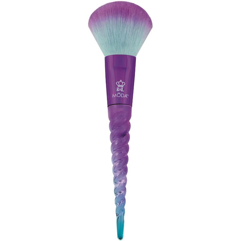 MODA Brush Mythical 6pc Celestial Blue Travel Makeup Brush Set with Holographic Flip Case, Includes - Powder, Complexion, Highlight and Glow, and Crease Brushes