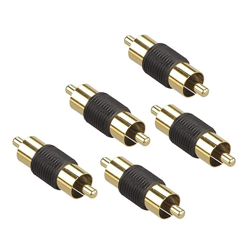 5Pack Gold Plated RCA Male to Male RCA Coupler Connector Adapter