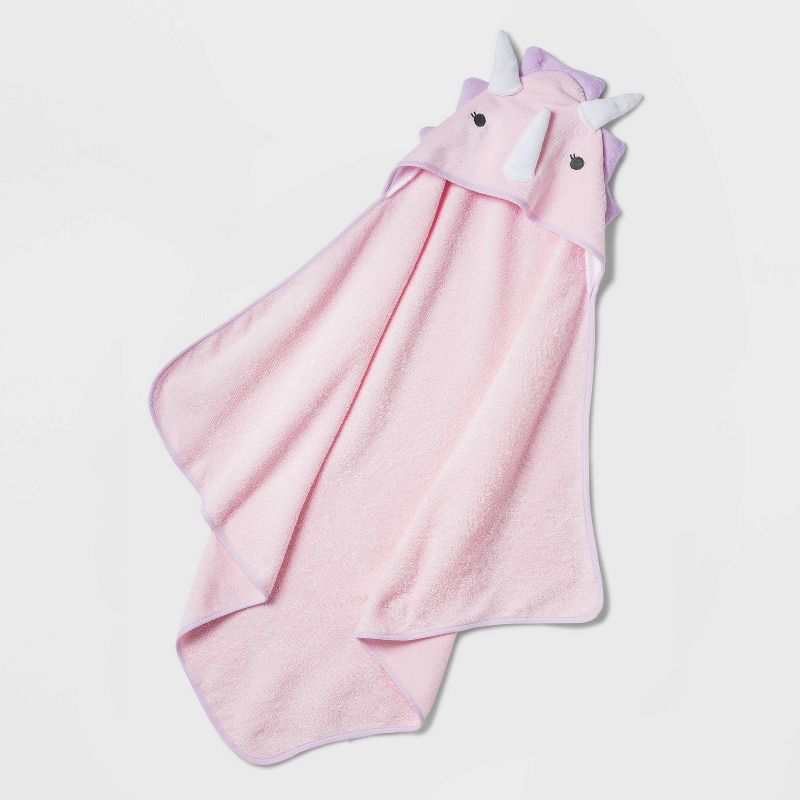 Baby Girls' Dino Hooded Bath Towel - Cloud Island™ Pink