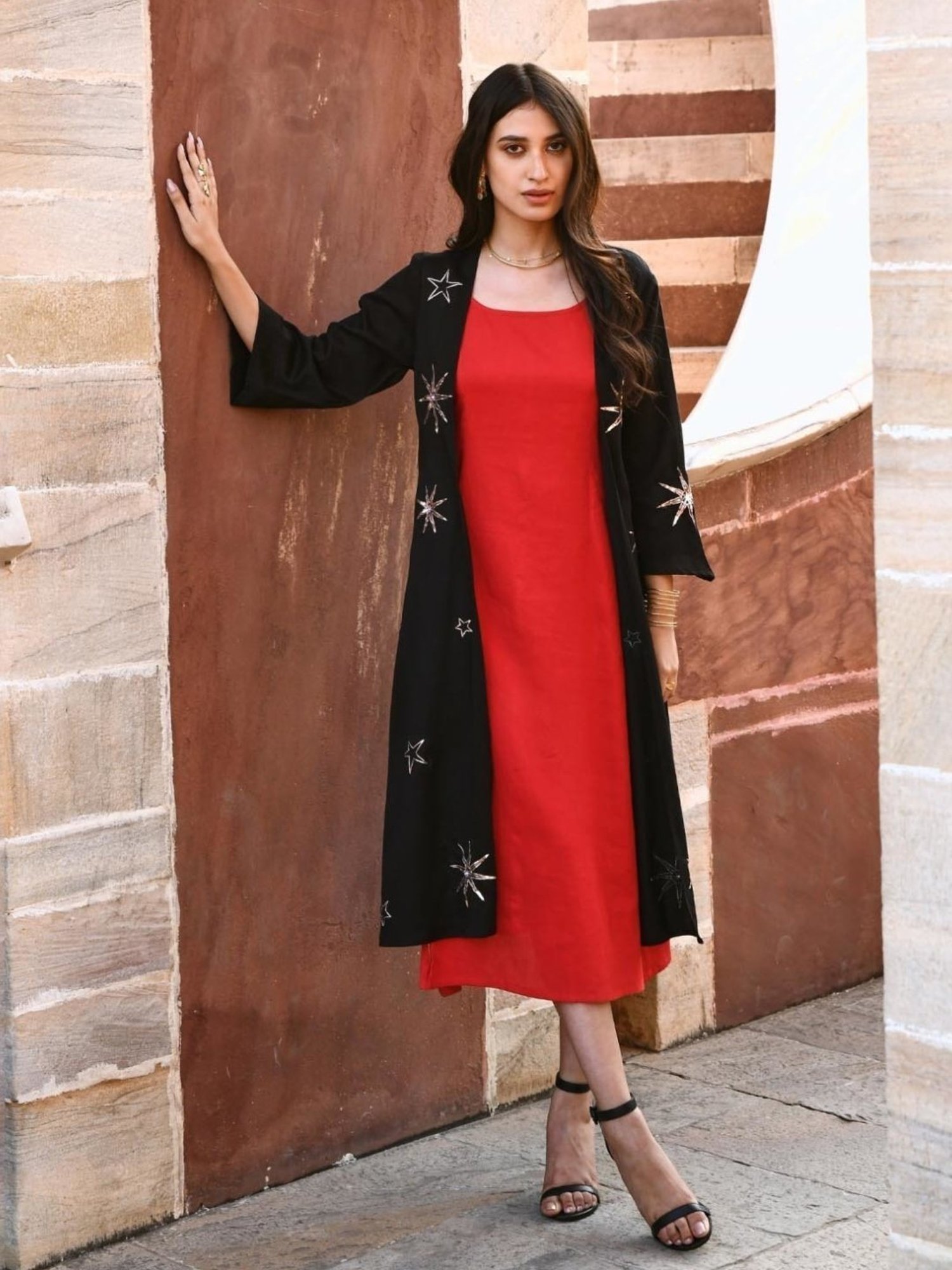 Gulaal Black Kashvi Star Sequin Embroidered Cover-up Jacket